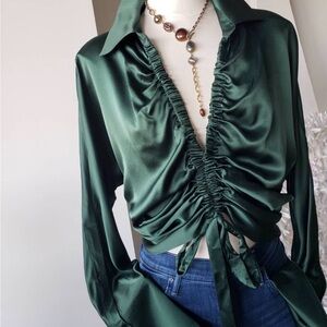 NICHOLAS Emerald Satin Blouse